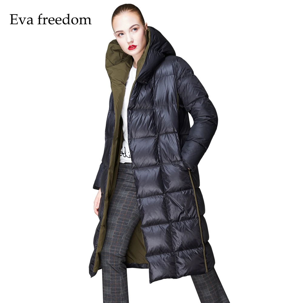 Высокое качество зимнее пуховое пальто женское с капюшоном длинное тонкое белое пуховое пальто