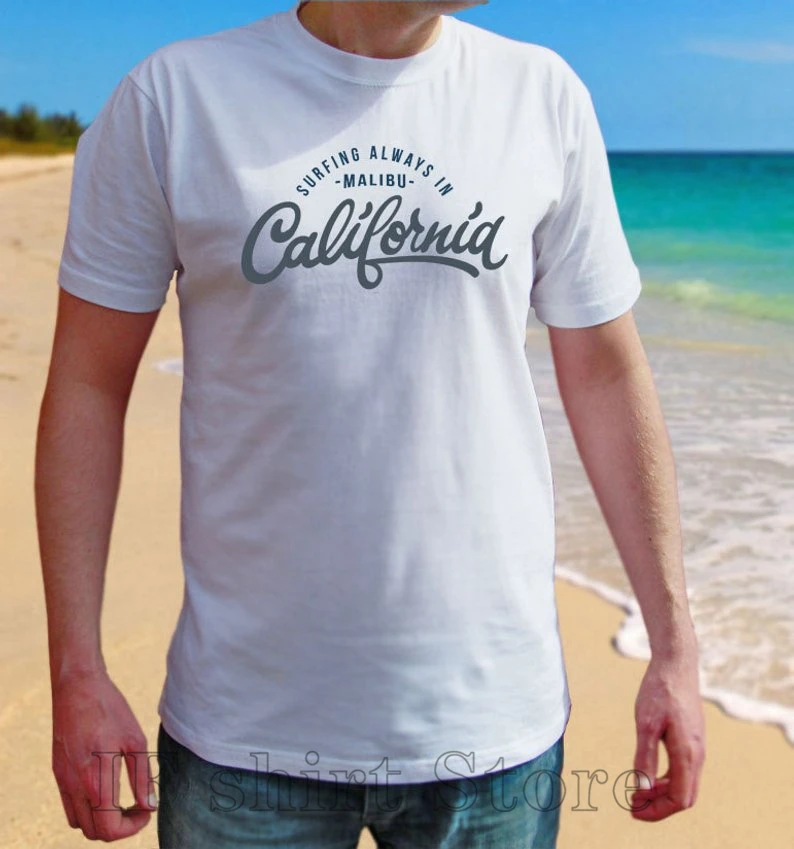 California Malibu футболка для мужчин Пляжная солнечная сёрфинговая праздничная