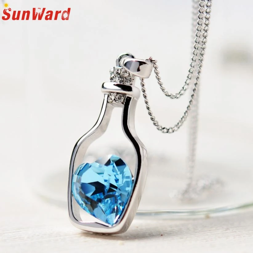 

Women Ladies Fashion Love Drift Bottles Crystal Chain Pendants Necklace Delicate Hot sale dropshiping 2018