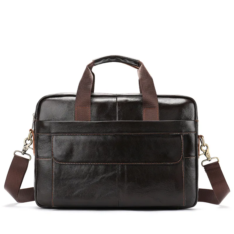 

New Luxury 100% Cow Genuine Leather Business Men's Briefcase Vintage Male Shoulder Bag Men Messenger Bag Tote Computer Handbag