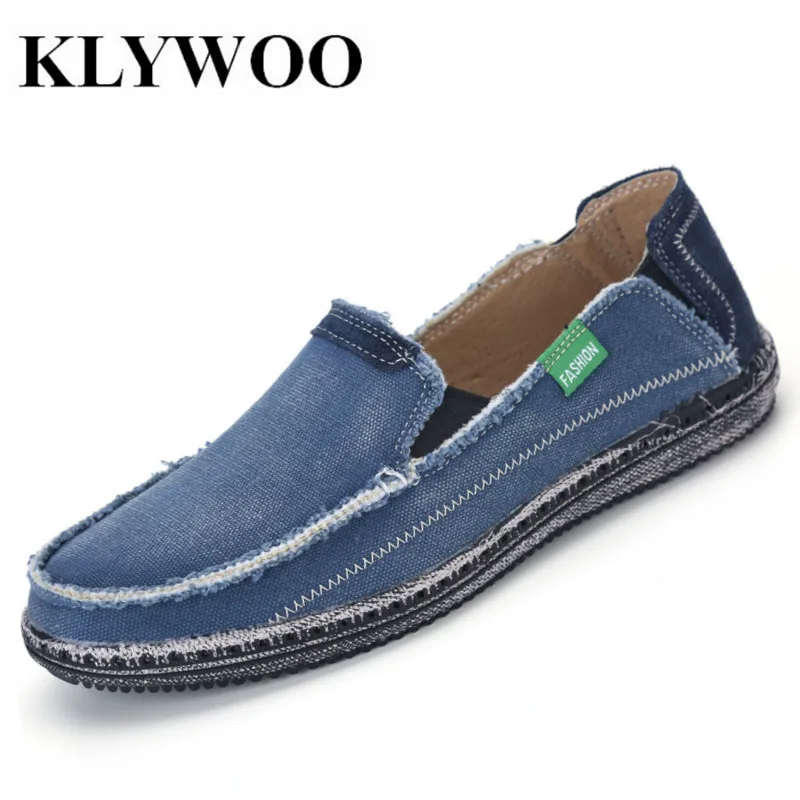 

KLYWOO Plus Size 39-46 Mens Canvas Shoes Denim Light Mens Shoes Casual Fashion Sneakers Breathable Men Loafers Male Footwear