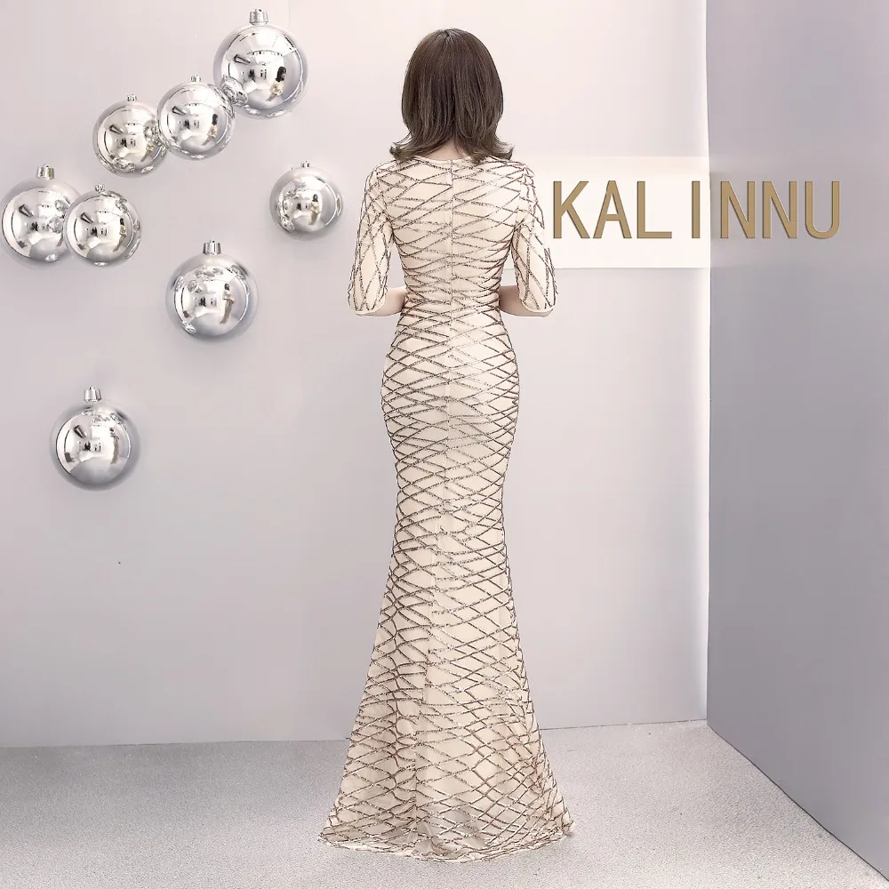 Formal dress Bead Half sleeve stripe Slim TrumpetMermaid Host Club night Long Party Maxi Dress for woman (28)