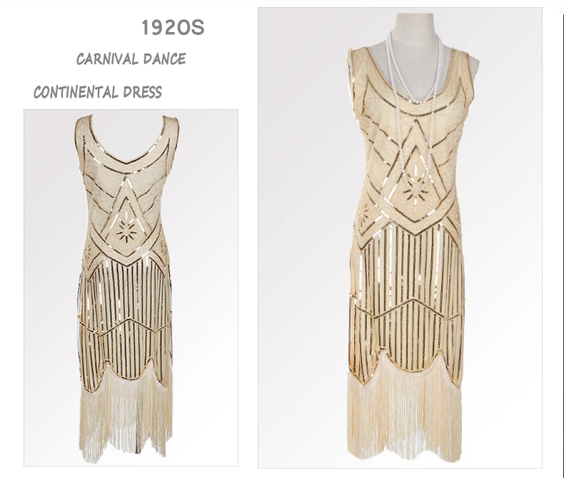 Женское вечернее платье 1920 s Great Gatsby Flapper Vestidos с блестками и бисером, платье с бахромой, вечернее платье с v-образным вырезом, украшенное бахромой, без рукавов