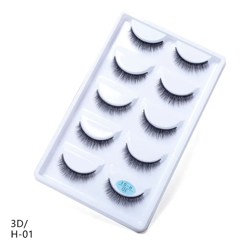 

5 Pairs/box H-01--H-16 Handmade Long Natural Mink False Eyelashes For Makeup Reusable Luxurious 3D Fake Eyelash Extensions
