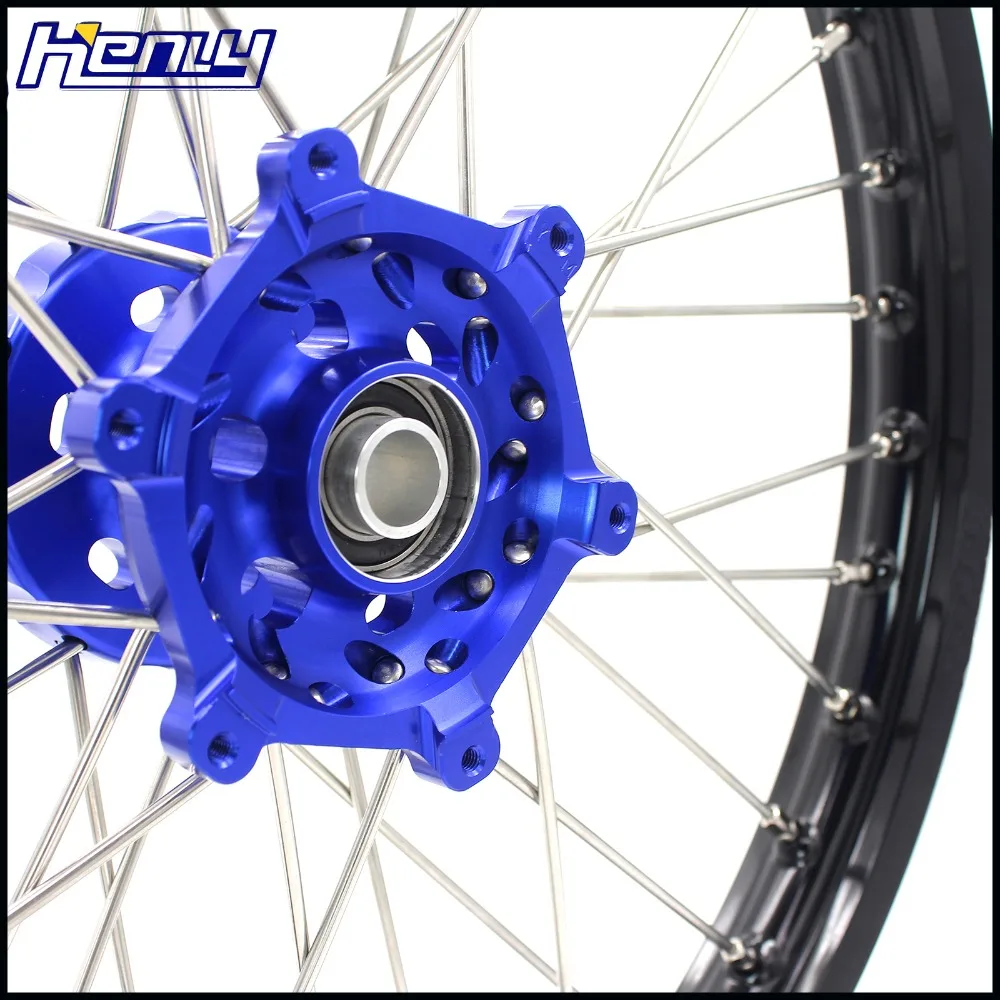 21/1" мотоциклетные обода эндуро мотоциклетные колеса Набор для YAMAHA YZ125/250 1999- YZ250F 2001-2008 YZ450F 2003-08 задние синие ступицы