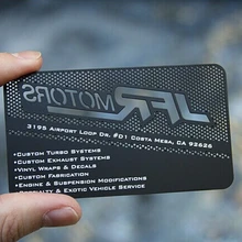 Заказной дизайн, черная металлическая визитная карточка из нержавеющей стали, пробивная качественная карточка для печати