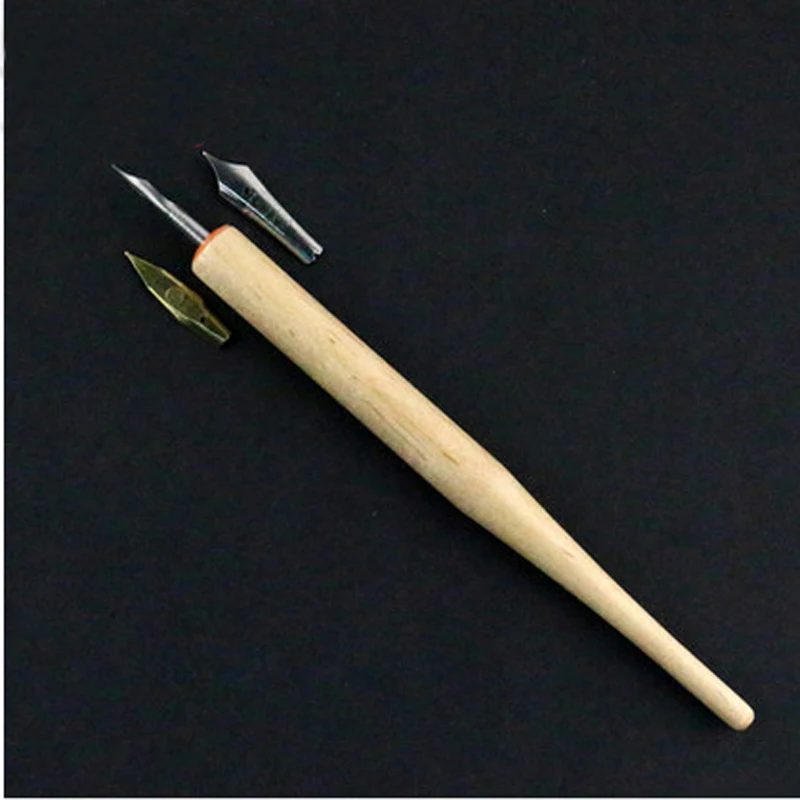 Ручка для каллиграфии мультяшная ручка из цельного дерева с 3 Nibs