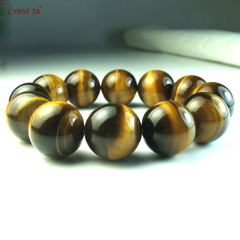 

Certified Natural Tiger's Eye Stone for Men Lucky 18mm Beads Bracelets Fashion High Quality Wonderful Gifts For Ourself Father