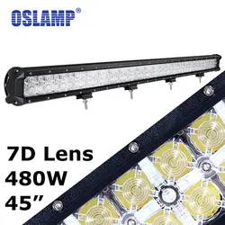 Oslamp 480 Вт 7D свет работы бар 45 "вождения привело бар + дневного света Offroad светодиод крючок для автомобилей SUV ATV грузовик 12/24 В