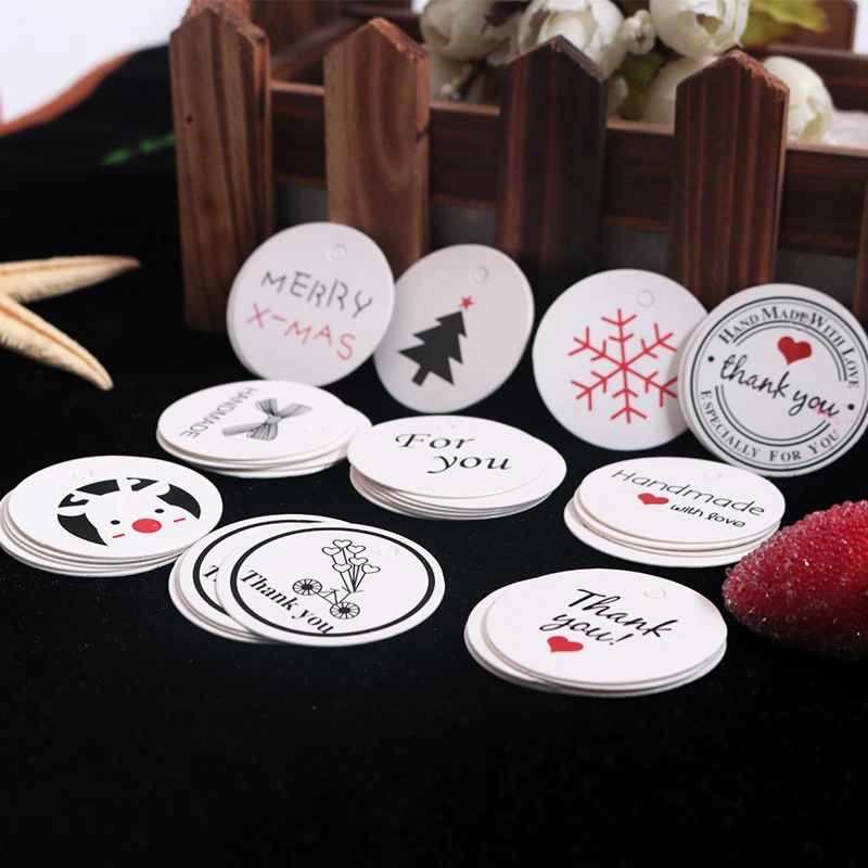 

Small Kraft White Paper Printing Tags Price Label Clothes Gift Jewelry Packaging Card 100pcs Can Print Logo Will Cost Extra More