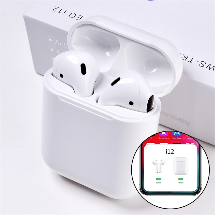 

i12 tws Bluetooth Earphones Wireless Original 1:1 Earphone not i20 air mx lk te9 Touch Control Earbuds Pop Up Windows Headset
