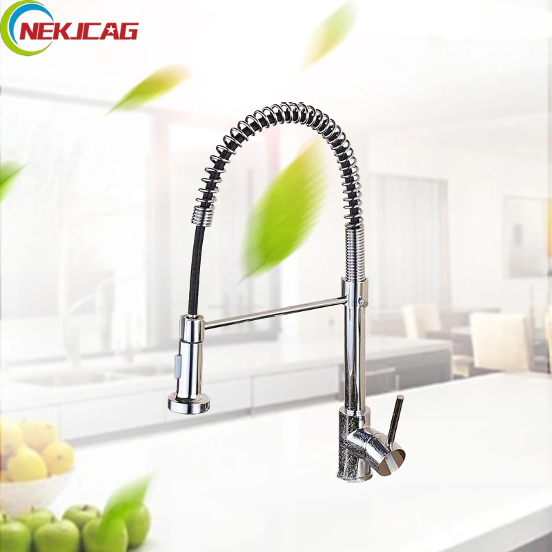 

Deck Mounted Kitchen Spring 360 Ratation Faucet Pull Out Sprayer Dual Outlet Water Type Sink Faucet Mixer torneira