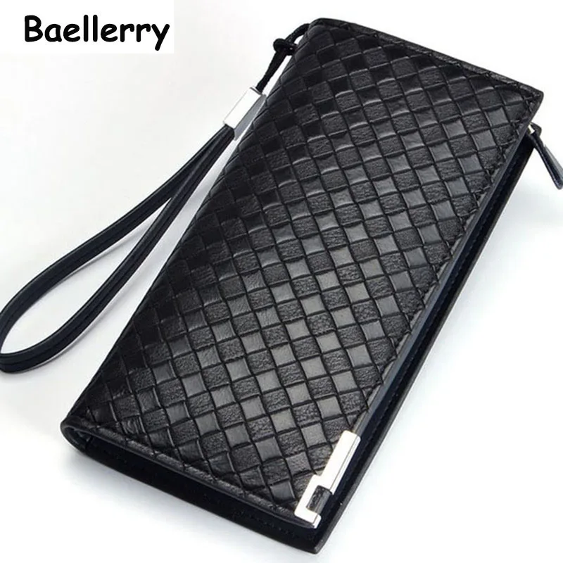 

Long Men's Wallets Fashion Plaid Card Holder Coin Purse Casual Pu Leather Men's Clutch Bags Black Coffee Business Purse Handbag