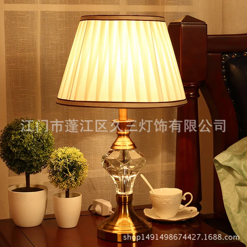 

2018 TUDA American Style K9 Crystal Table Lamp Remote Control Table Lamp Warm Lighting for Bedroom 220V E27 Bulb