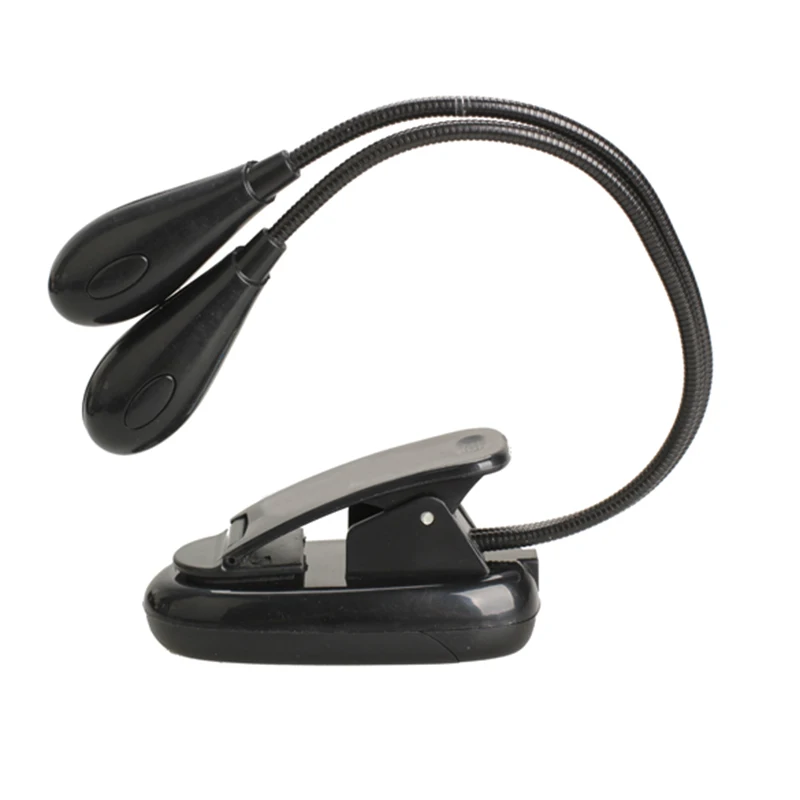 

4 LED Flexible Book Light Dual Arm Clip-on Music Stand Computer Lamp GHS99