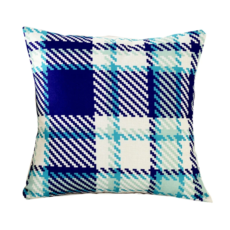 RUBIHOME New Design Blue Plaid Geometric Decorative Throw Pillow Cushion Cover Polyester Fabric Home Decor Sofa Seat