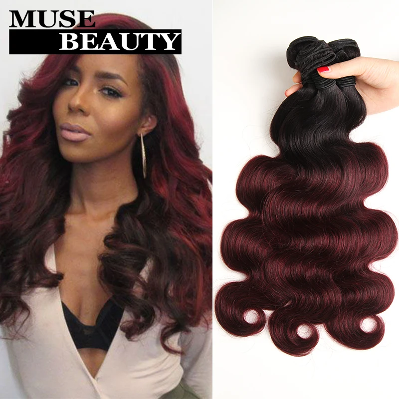 Peruvian Ombre Red Hair Extensions Two Tone 1b 99j Peruvian Human