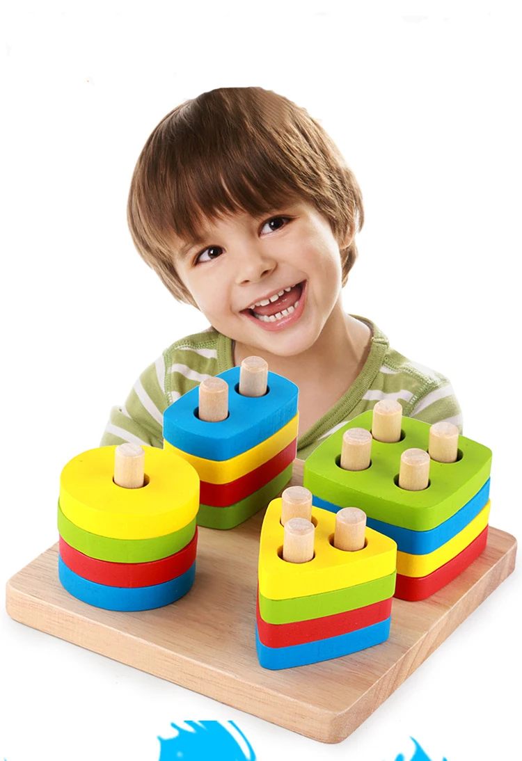 Детские развивающие игрушки Монтессори, Геометрическая сортировочная доска, деревянные блоки, детские развивающие игрушки, строительные блоки