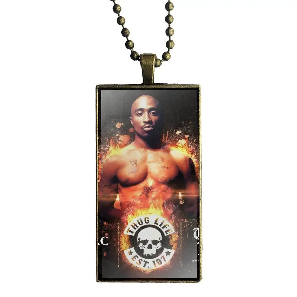 Роскошная печать 2pac Tupac Shakur, модный стеклянный кабошон, подвеска, прямоугольное ожерелье, колье, ожерелье, ювелирные изделия для девочек, лучший подарок