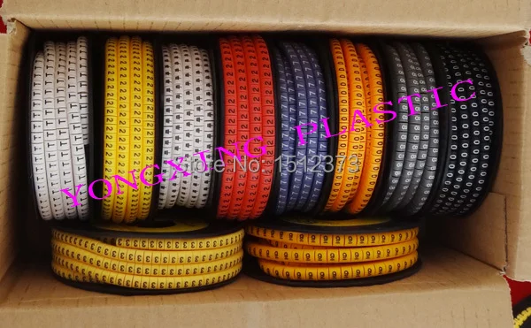

10roll/lot colorful Cable marker EC-1 2.5 square meter 10 different number, 10 different color