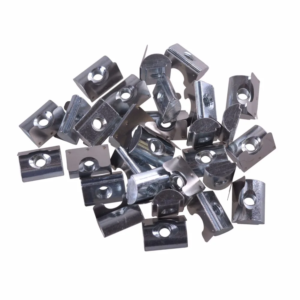 30pcs Silver European Standard Carbon Steel Drop in T Nut with Spring Sheet for Aluminum Extrusion with Profile 45 Series M6 30pcs Silver European Standard Carbon Steel Drop in T Nut with Spring Sheet for Aluminum Extrusion with Profile 45 Series M6