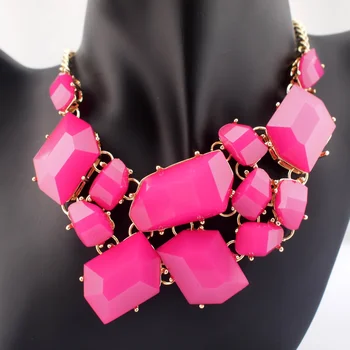 

UKMOC Fashion Geometric Candy Resins Statement Chokers Necklaces & Pendants For Women Casual Dress Wholesale #363