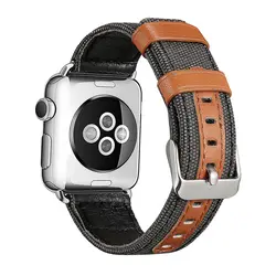 Холщовый ремешок из натуральной кожи для apple watch band 42 мм/мм 38 мм/44 мм/мм 40 мм часы браслет Наручные ремень для iwatch серии 4/3/2/1