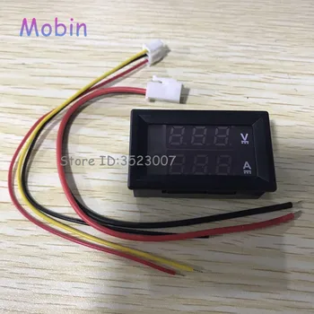 

20PCS/LOT Digital Voltmeter Ammeter DC 100V 10A Panel Amp Volt Voltage Current Meter Tester 0.28" Blue + Red Dual LED Display