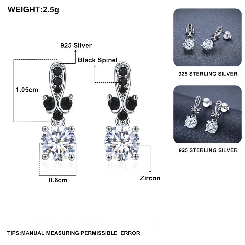 Black Awn, новинка, милые 925 пробы, серебро, черная шпинель, трендовые серьги для помолвки для женщин, хорошее ювелирное изделие, подарок, Bijoux I143