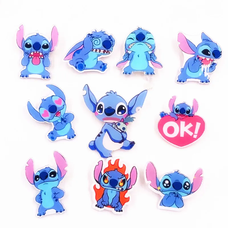 10Pcs Lilo Stitch Acrylic pins for Backpack Cartoon Icons on The Pin Kawaii Icon Badge on clothing diy accessories brooches - AliExpress