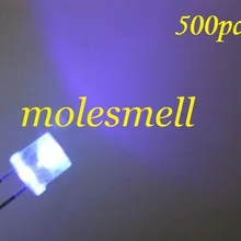 500 шт 5 мм плоский верх Фиолетовый УФ светодиод фиолетовый светодиод 5 мм Большой/широкий угол УФ led плоская голова фиолетовый/УФ светодиодная лампа