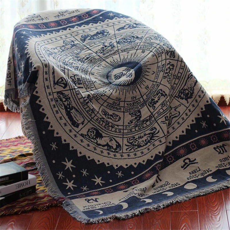 

Blue Design Blanket for Couch Sofa Decorative Slipcover High Quality European Style Stitching Travel Plane Blanket Healthy Mat