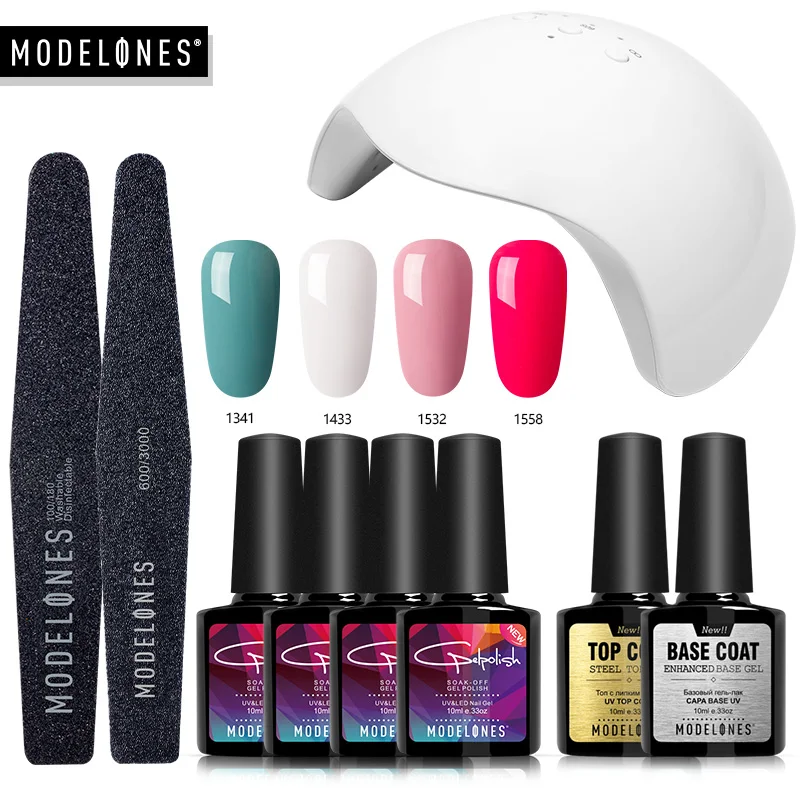 

Modelones 9Pcs/Lot 24W Nail Dryer Gel Polish Kits Smart Sensor Led UV Lamp For All Types Gel Polish Base Coat Top Coat Gel Set