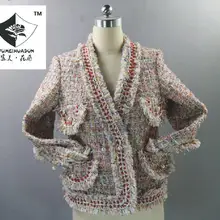 Hss0315 Для женщин Цвет металлической проволоки небольшой ароматный пальто