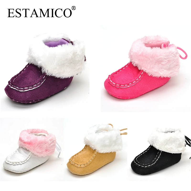 Hot Selling Winter Warm Baby High-top Snow Boots Toddler Girl Multicolor Cotton Plush Shoes Infant Boys Anti-slip First Walkers |