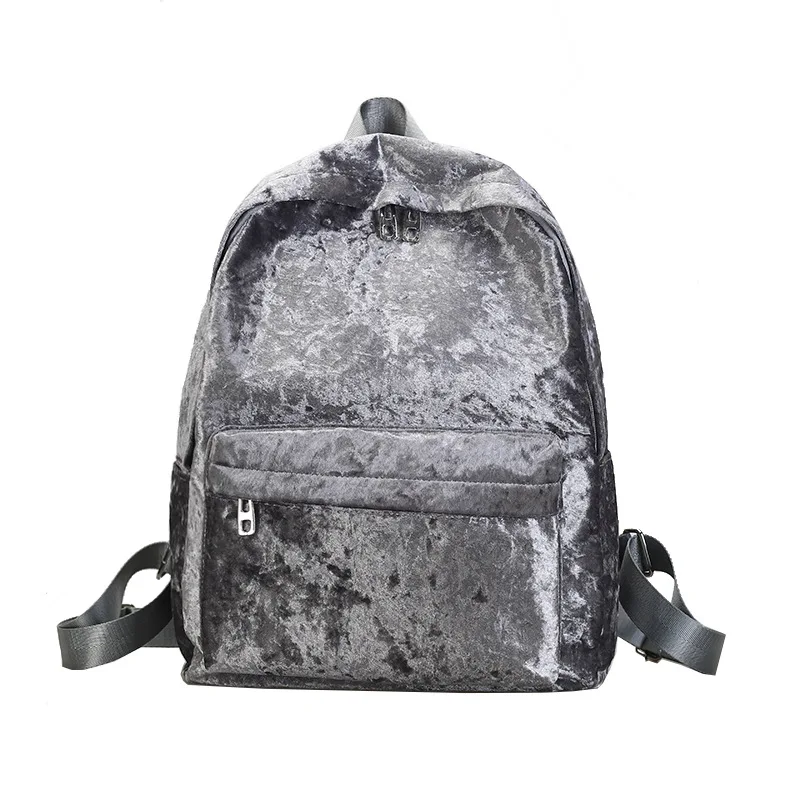 Вместительная сумка для девочек-подростков, женский рюкзак, школьная сумка для хранения, Mochila, модный бархатный женский рюкзак M22 - Цвет: Серый