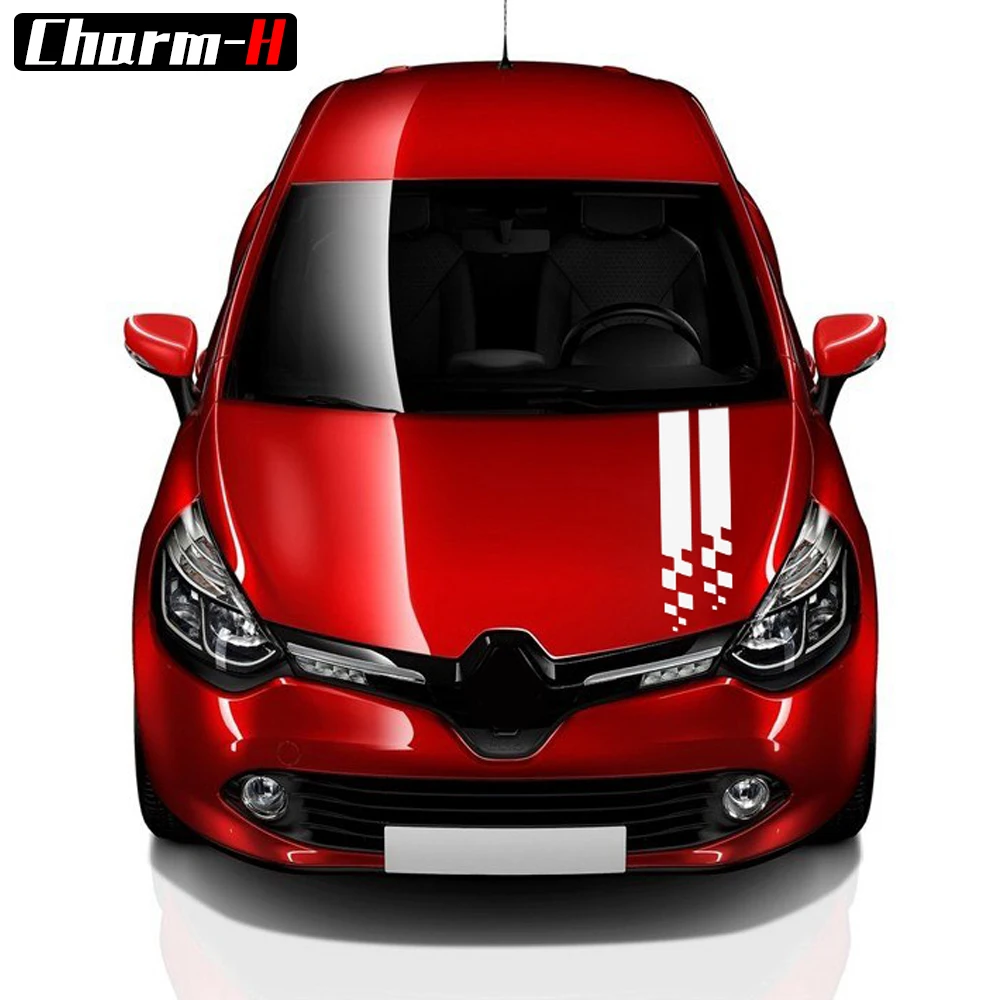 Стайлинг автомобиля крышка капота полосы виниловые наклейки наклейка для Renault Clio