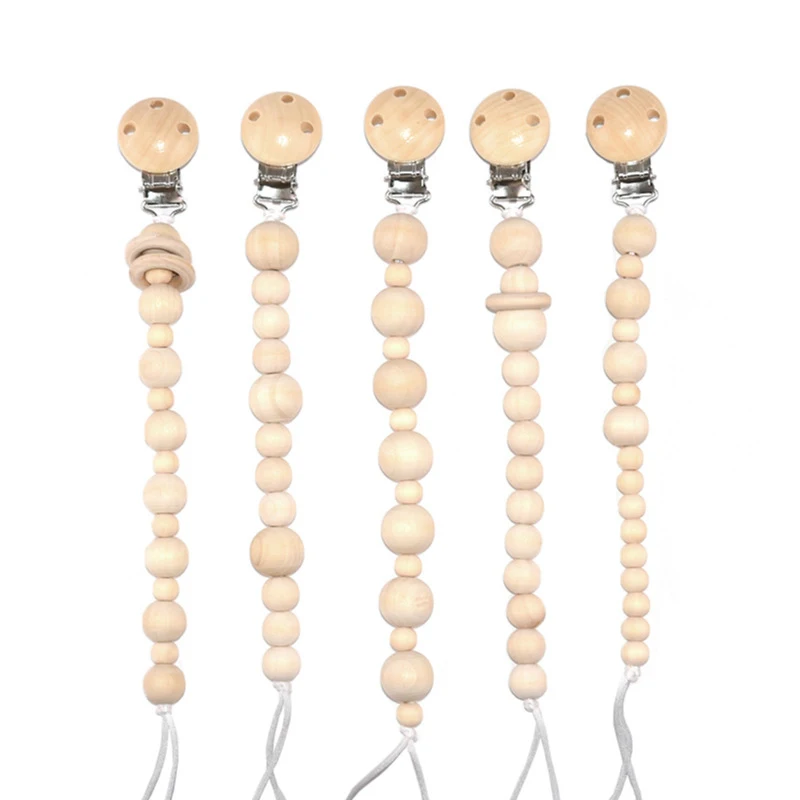 

ideacherry Baby Pacifier Clip Chain Wooden Holder Chupetas Soother Pacifier Clips Leash Strap Nipple Holders For Newborn Feeding
