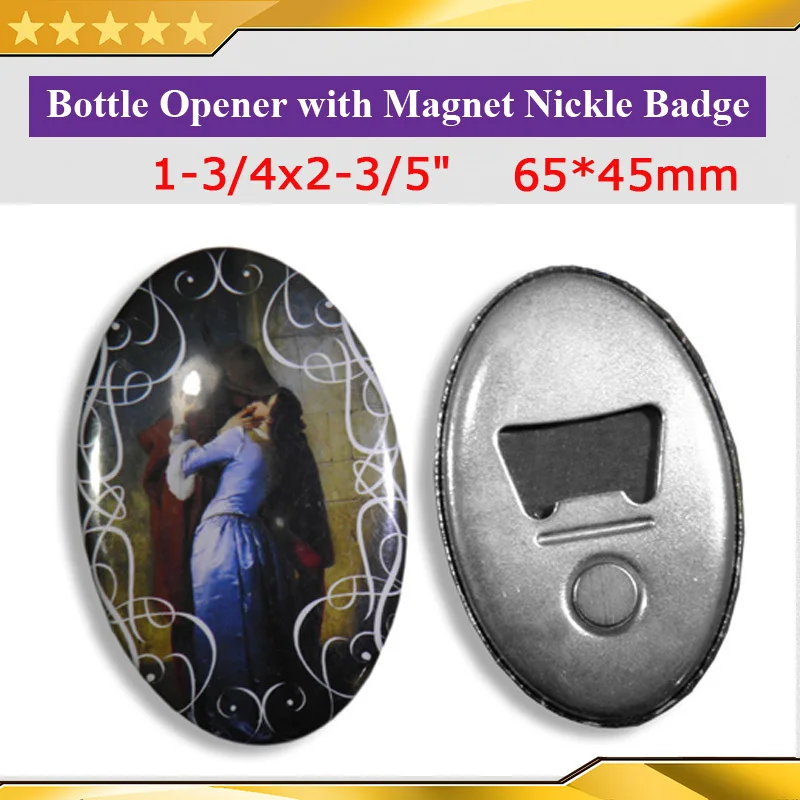 

50 Sets Oval 45x65mm Bottle Opener with Magnet Nickle Badge Button Supply Materials for NEW Professional Badge Button Maker