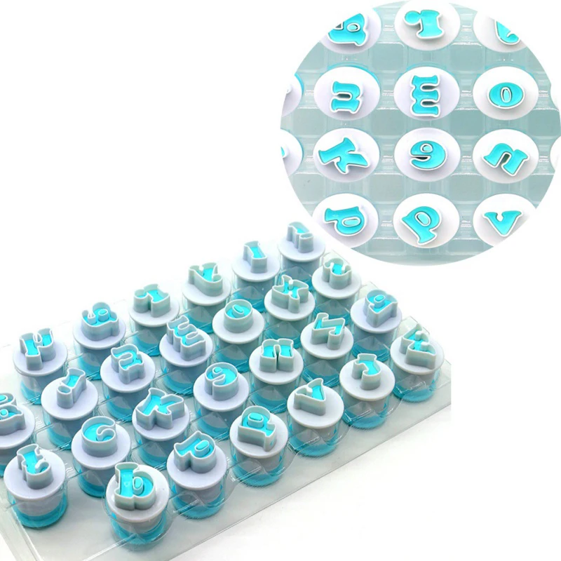 

Creative Baking Pastry Mold Cute Letter Fondant Cookie Cutter 26pcs Upper&Lowercase and 10pcs Number Cake Decoration Tools