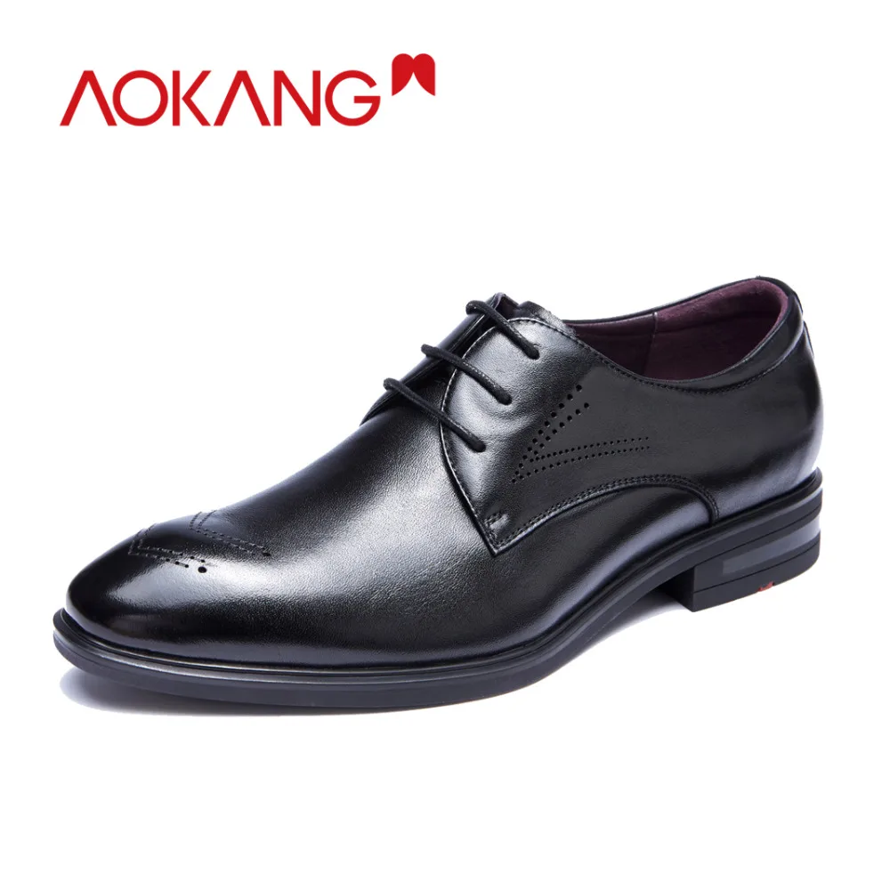 AOKANG/Мужские модельные туфли натуральная кожа мужские свадебные туфли брендовая мужская обувь, полуботинки высокого качества