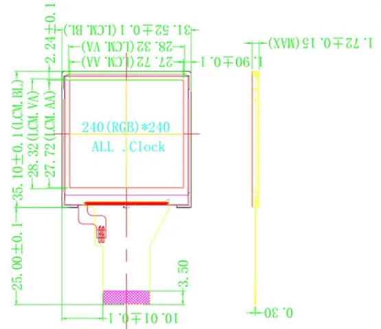 Ips 1,54 дюймов 22P 262K HD TFT lcd цветной экран ST7789 Привод IC 240(RGB)* 240 MCU интерфейс