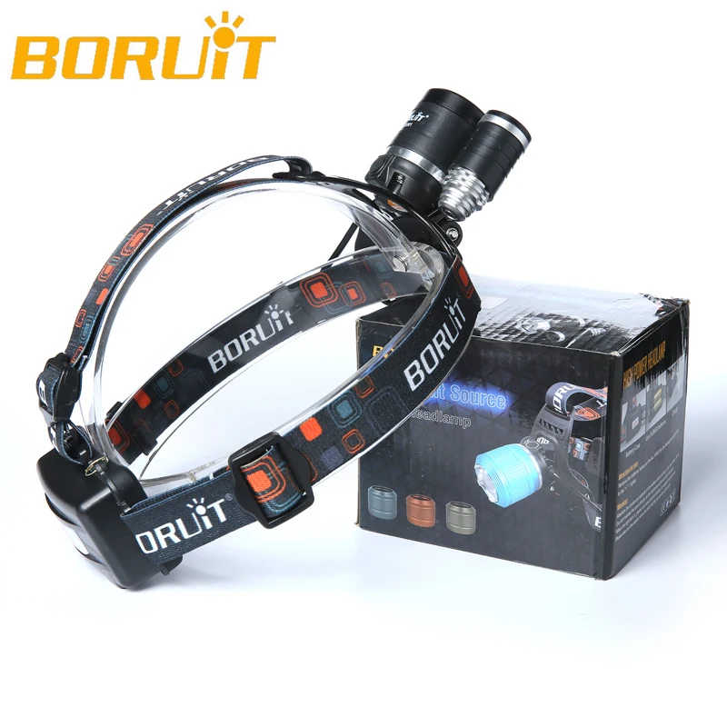 Boruit 5000Lm 3X xm-l T6 + 2R5 светодиодный Stirnlampe 2x18650 kopf licht USB ЕС ladegerät