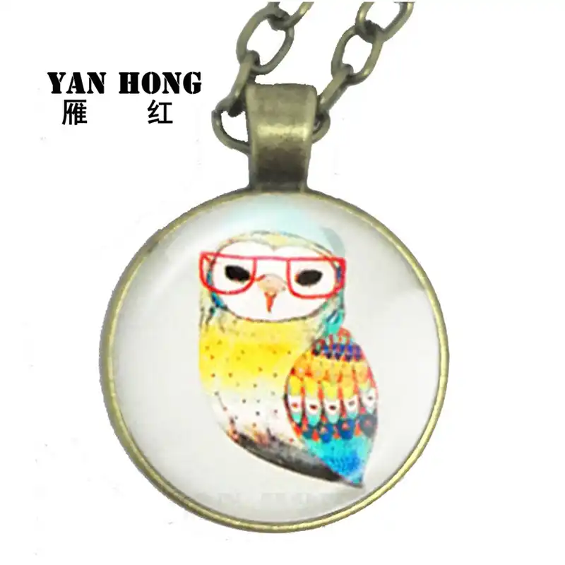 Стекло модное Кристальное ожерелье ручной работы, сова мультфильм дизайн. Сова-символ мудрости и мужества. Это подарок на день рождения