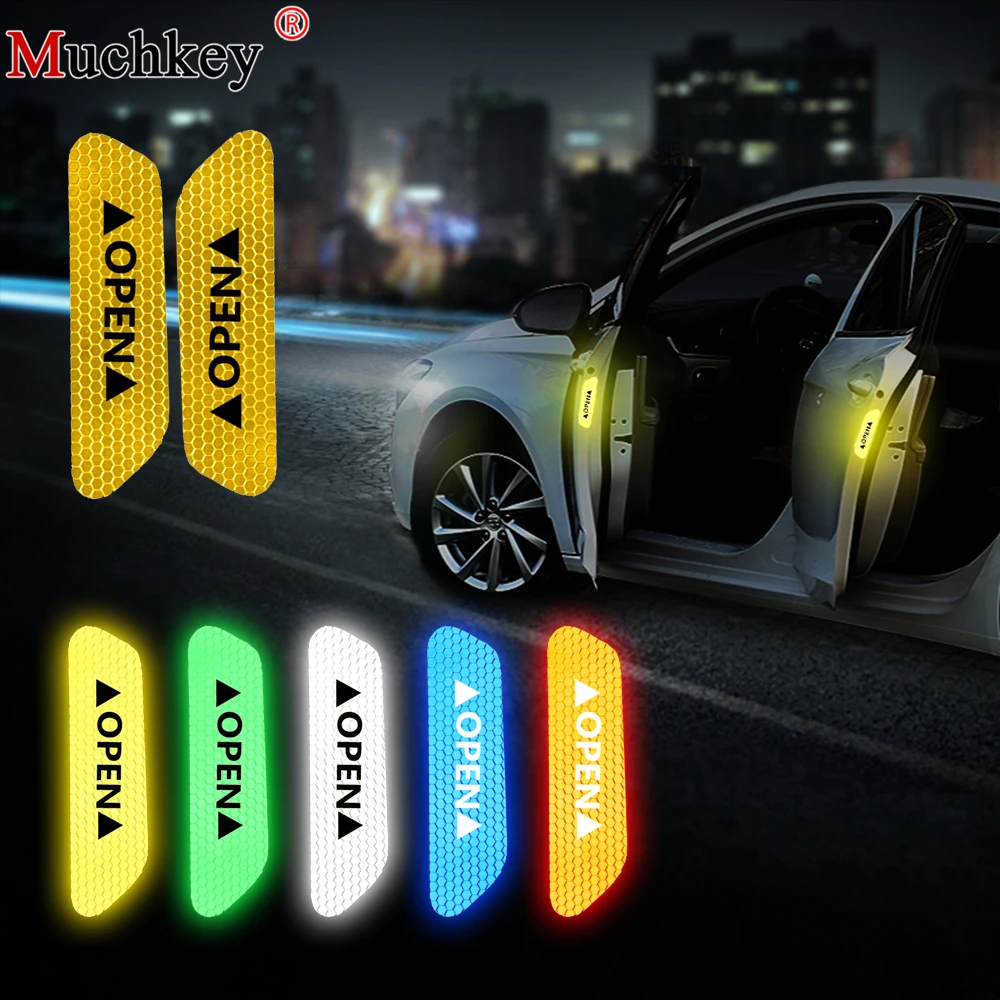 4x Safety Reflective Tape Open Sign Warning Mark Car Door Stickers Accessory New