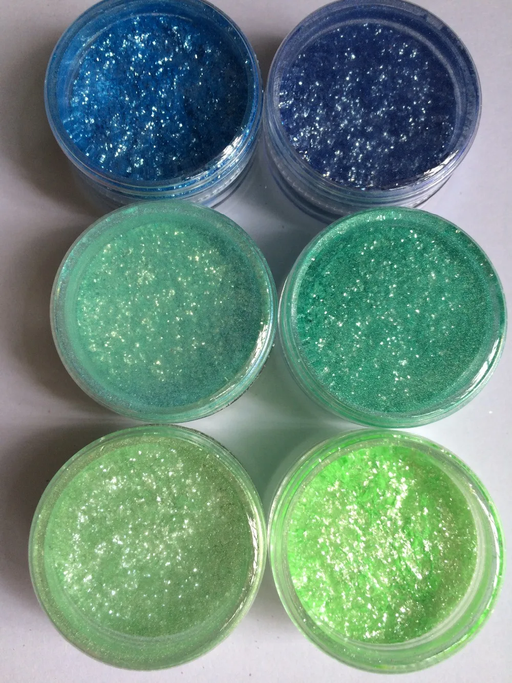 

6 Mixed Colors Blue Green cosmetic mica pigment powder Professional Makeup sample set