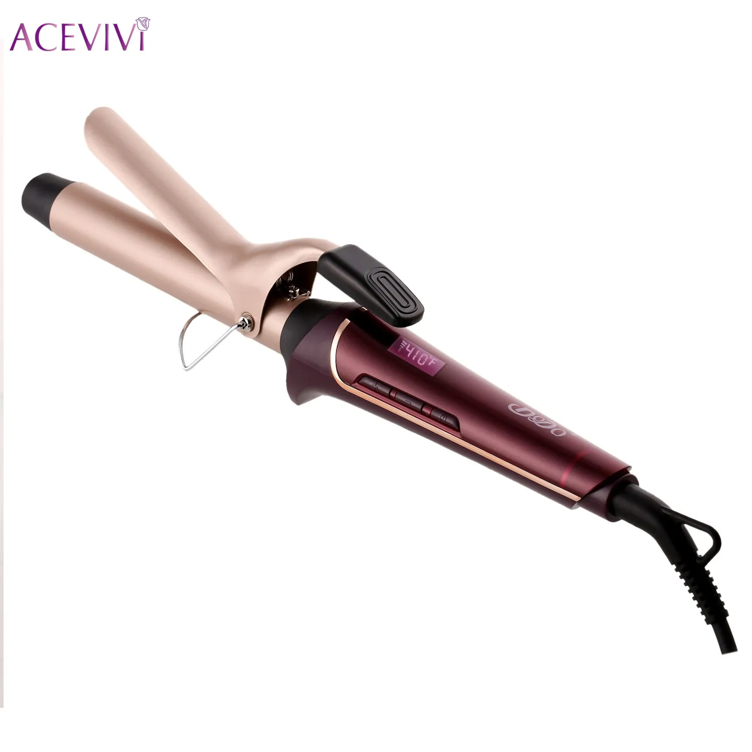 

ACEVIVI LCD Temperature Display Hair Salon Curler Waver Styling Tools Professional Curling Iron Hair Styler Wand EU UK US Plug