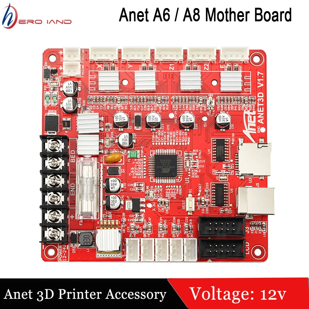 Anet/1 шт. плата управления для 3D принтера V1.7 Anet A8 A6 и E12 E10 детали Reprap i3 материнская