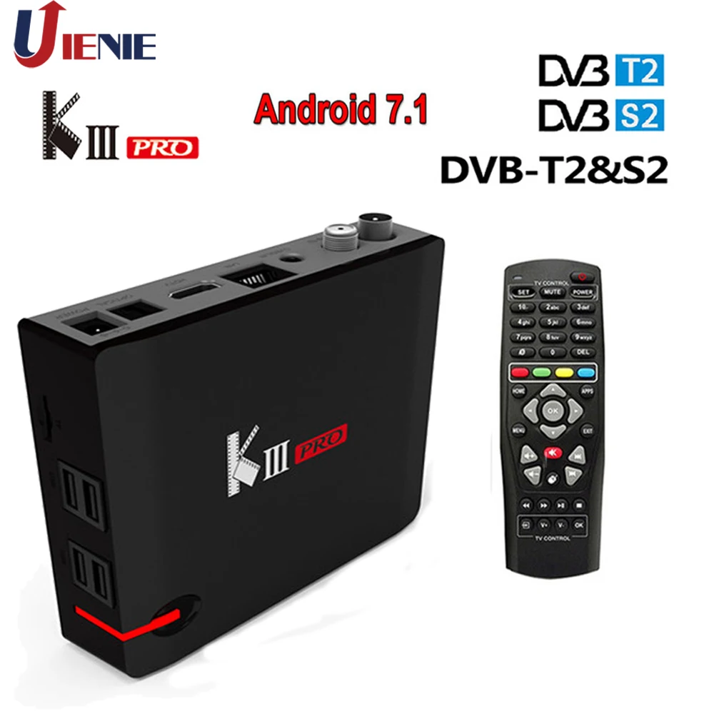 

MECOOL KIII PRO Tv Box Amologic S912 Octa core Android 7.1 DVB-T2 DVB-S2 IPTV Box 3GB 16GB 4K Combo NEWCAMD Biss key PowerVU