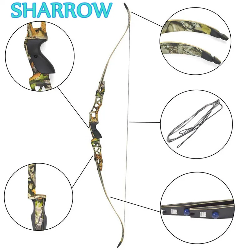 

64" 30-55lbs Takedown Recurve Bow Adult Right Handed Bow Target Practice Longbow For Outdoor Archery Shooting Accessories